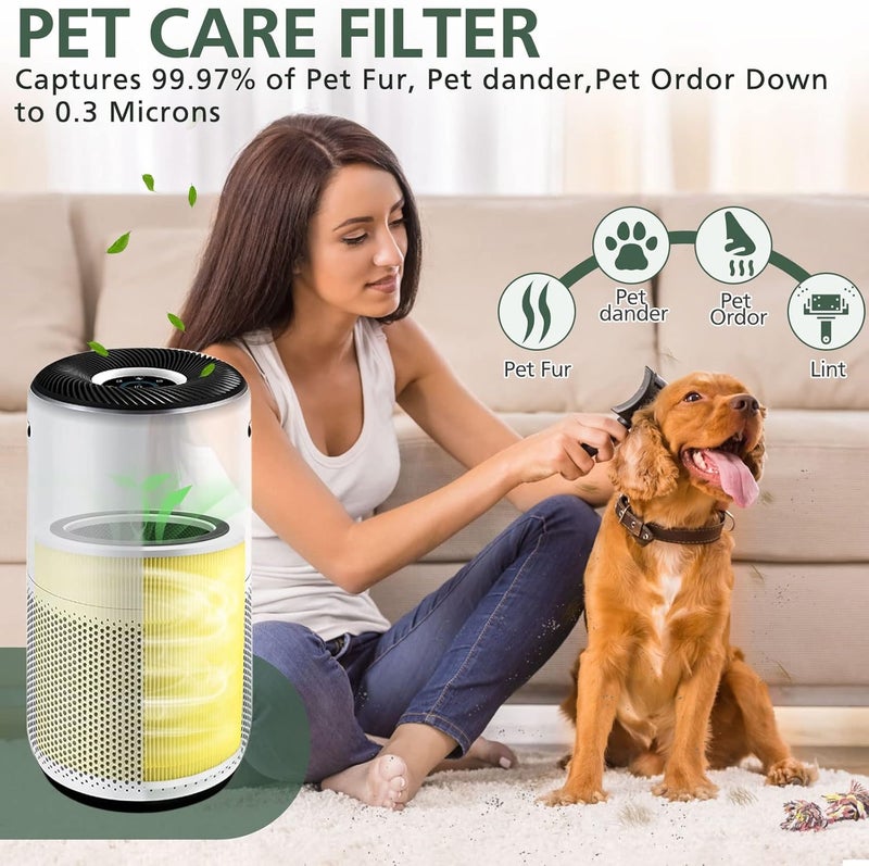 isinlive Core 400S Pet Care Replacement Filter for LEVOIT Core 400S Smart WiFi Air Purifie-r, Core 400S-RF-PA 3-in-1True HEPA Activated Carbon Filter, LRF-C401-YUS, 1 Pack, Yellow - Image 5